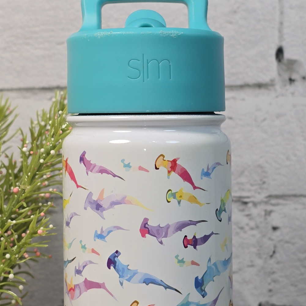 Simple Modern Slim Colorful Hammerhead Shark Pattern Water Bottle 22oz - Picture 2 of 10